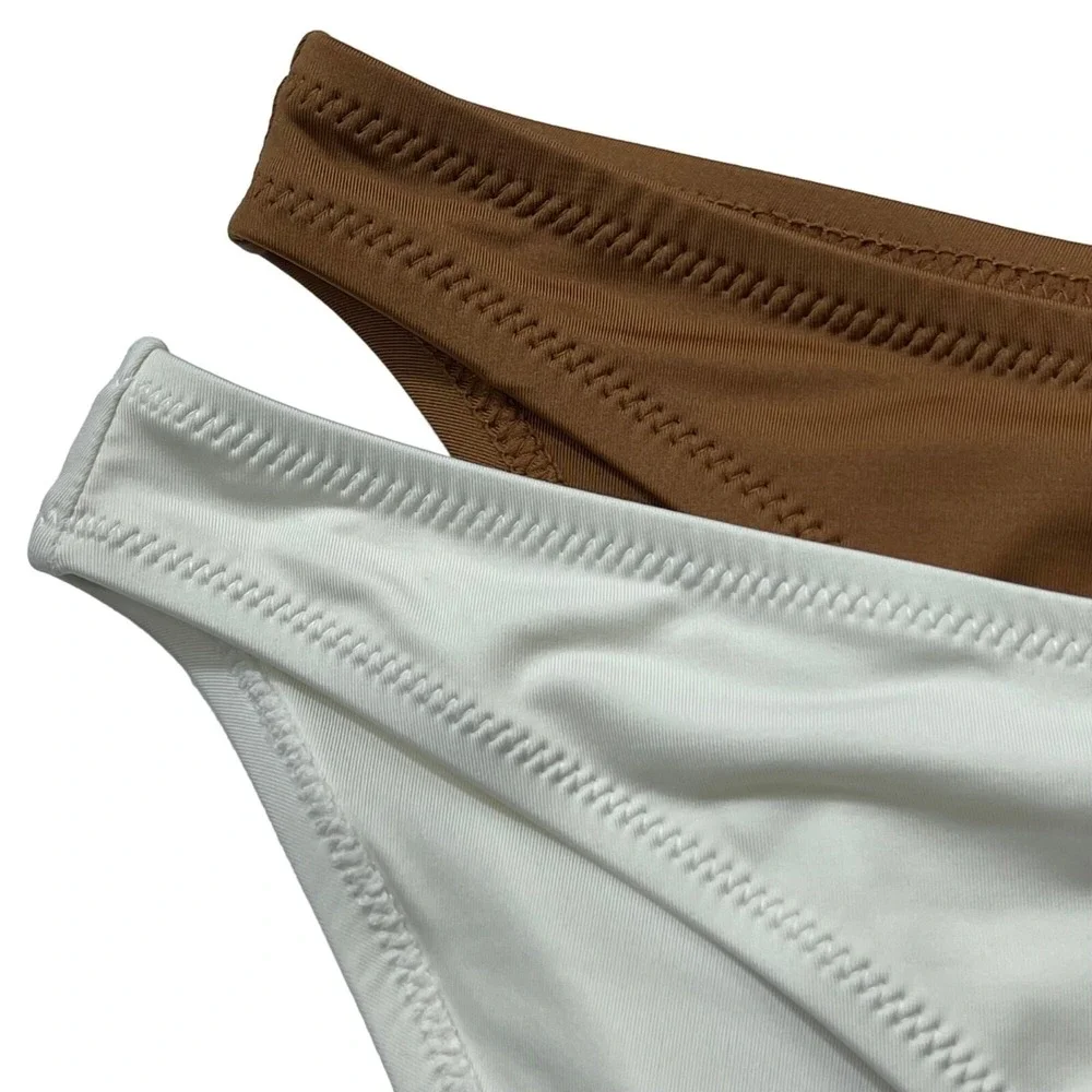 SKIMS Swim Cheeky Tanga Bottoms Lot of 2 Marble Almond Womens 2X